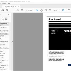 Komatsu Hydraulic Mining Shovel PC8000E-6 Shop Manual(12089-xE-GB-2) -  PDF DOWNLOAD