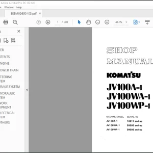 Komatsu JV100A-1 JV100WA-1 & JV100WP-1 Vibratory Roller Shop Manual SEBM02650103K - PDF DOWNLOAD
