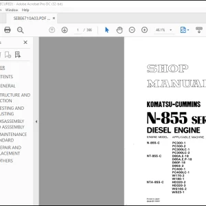Komatsu N-855 Series Diesel Engine Shop Manual SEBE6710A03 - PDF DOWNLOAD