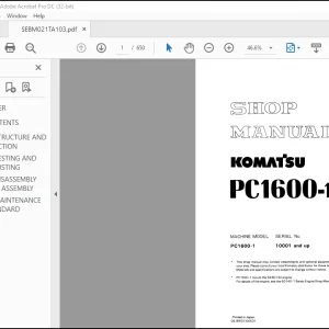 Komatsu PC1600-1 Shop Manual  - PDF DOWNLOAD