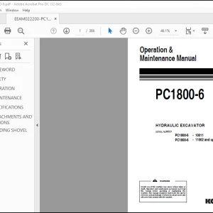 Komatsu PC1800-6 Hydraulic Excavator Operation & Maintenance Manual EEAM022200 - PDF DOWNLOAD