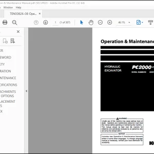 Komatsu PC2000-11 Hydraulic Excavator Operation & Maintenance Manual TEN00826-08 - PDF DOWNLOAD