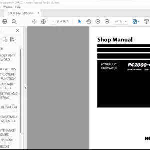 Komatsu PC2000-11 Hydraulic Excavator Shop Manual SEN06651-08 - PDF DOWNLOAD