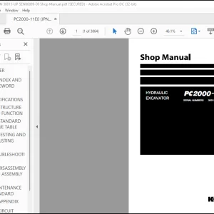 Komatsu PC2000-11E0 Hydraulic Excavator Shop Manual SEN06889-00 - PDF DOWNLOAD