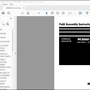 Komatsu PC2000-11R Hydraulic Excavator Field Assembly  Instruction Manual GEN00218-02 - PDF DOWNLOAD