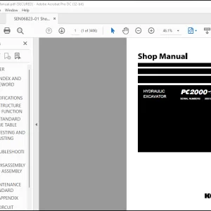 Komatsu PC2000-11R Hydraulic Excavator Shop Manual SEN06823-01 - PDF DOWNLOAD