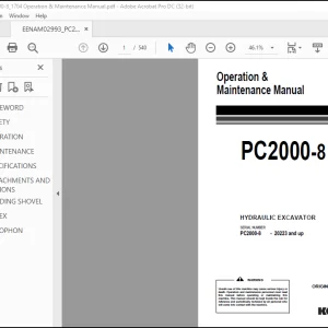 Komatsu PC2000-8 Hydraulic Excavator Operation & Maintenance Manual EENAM02993 - PDF DOWNLOAD