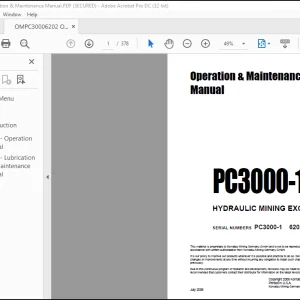 Komatsu PC3000-1 Hydraulic Mining Excavator Operation & Maintenance Manual OMPC30006202 - PDF DOWNLOAD