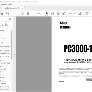 Komatsu PC3000-1 Hydraulic Mining Excavator Shop Manual SMPC30006202 - PDF DOWNLOAD