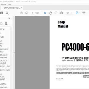 Komatsu PC4000-6 Hydraulic Mining Shovel Shop Manual SMPC40008170 - PDF DOWNLOAD