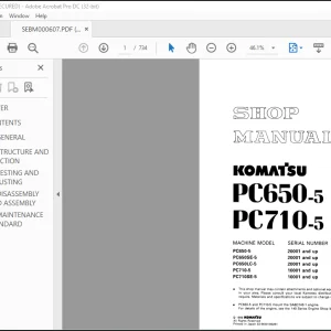 Komatsu PC650-5 PC710-5 Shop Manual(SEBM000607)  - PDF DOWNLOAD