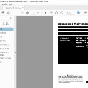 Komatsu PC750 -7 PC750LC-7 PC750SE-7 PC800 -7 PC800SE-7 Operator & Maintenance Manual - PDF DOWNLOAD