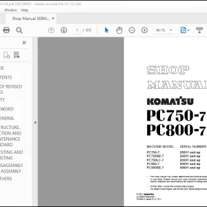 Komatsu PC750-7 PC800-7 Shop Manual -  PDF DOWNLOAD