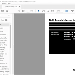 Komatsu PC800-8 PC800LC-8 PC800SE-8 PC850-8 PC850SE-8 Hydraulic Excavator Field Assembly Instruction Manual GEN00048-07 - PDF DOWNLOAD