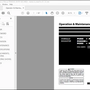Komatsu PC800-8 PC800LC-8 PC800SE-8 PC850-8 PC850SE-8 Hydraulic Excavator Operation & Maintenance Manual TEN00345-04 - PDF DOWNLOAD