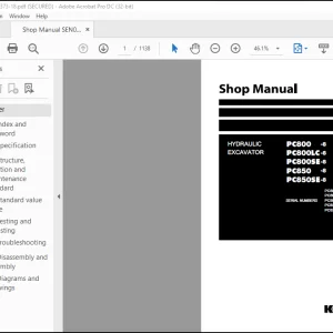 Komatsu PC800-8 & PC850-8 Series Excavator Service Manual SEN00373-18 PDF