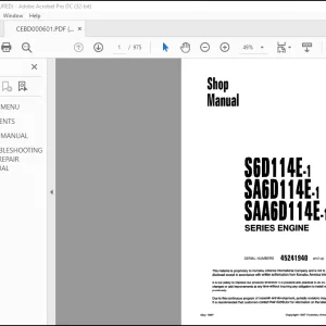 Komatsu S6D114E-1, SA6D114E-1 Series Engine Repair Manual CEBM000601 PDF