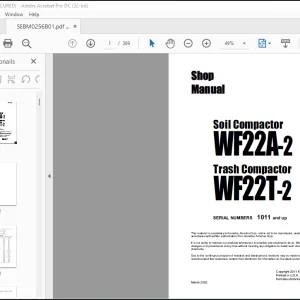 Komatsu Soil Compactor WF22A-2 & Trash Compactor WF22T-2 Shop Manual SEBM0256B01 - PDF DOWNLOAD