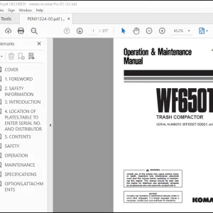 Komatsu Trash Compactor WF650T-3 Operation & Maintenance Manual PEN01324-00 - PDF DOWNLOAD