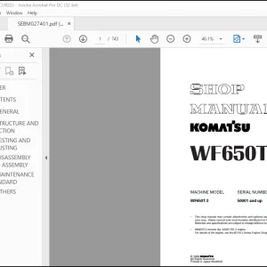 Komatsu Trash Compactor WF650T-3 Shop Manual SEBM027401 - PDF DOWNLOAD