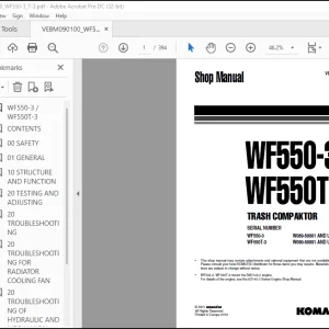 Komatsu Trash Compaktor WF550-3 WF550T-3 Shop Manual VEBM090100 - PDF DOWNLOAD