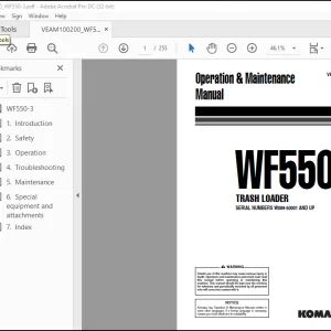 Komatsu Trash Loader WF550-3 Operation & Maintenance Manual VEAM100200 - PDF DOWNLOAD