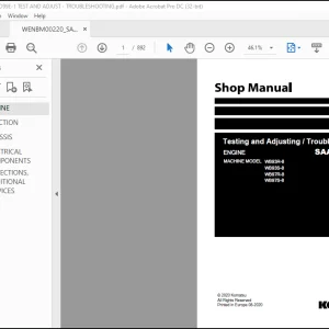 Komatsu WB93R-8 WB93S-8 WB97R-8 WB97S-8 Series Engine Testing and Adjusting & Troubleshooting Shop Manual - PDF DOWNLOAD