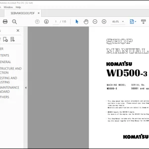 Komatsu WD500-3 Dozer Shop Manual SEBMW00300 - PDF DOWNLOAD