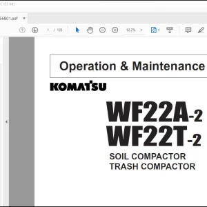 Komatsu WF22A-2 WF22T-2 Soil Compactor & Trash Compactor Operation & Maintenance Manual SEAM256B01 - PDF DOWNLOAD