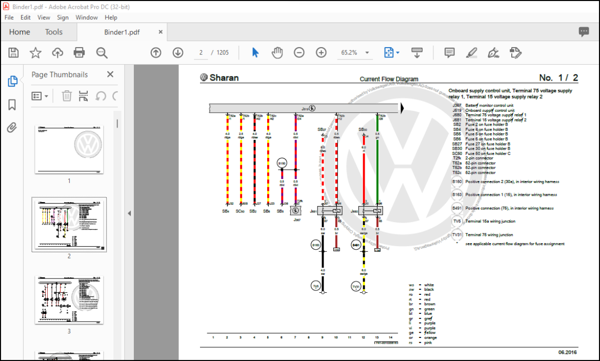 Volkswagen Sharan 7n7n17n2 2011 2020 Wiring Diagram Manual Pdf