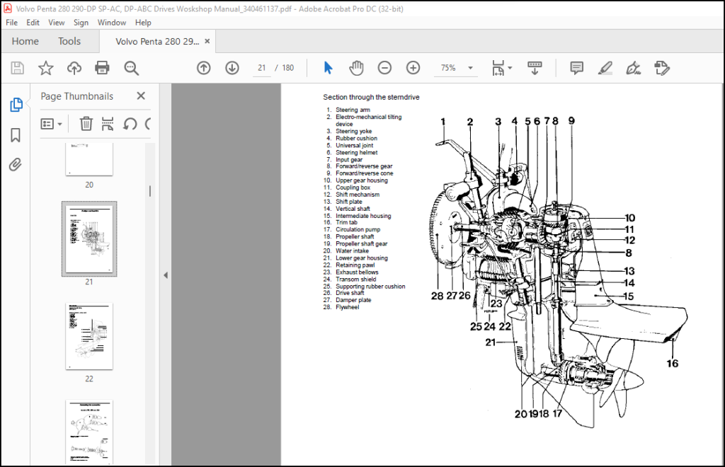 Volvo Penta 280, 280-DP, 285, 290, 290-DP SP-A, SP-C, DP-A, DP-B, DP-C ...