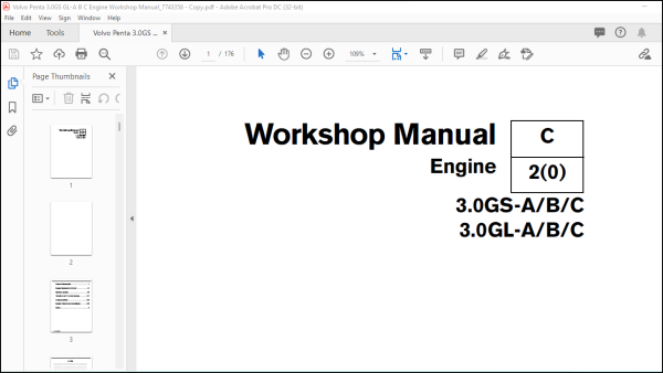 Volvo Penta 3.0GS-A-B-C 3.0GL-A-B-C Engine Workshop Manual_7743358 ...