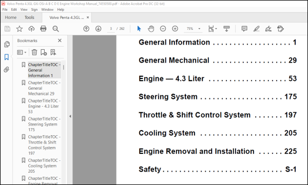 Volvo Penta 4.3GL GXi OSi-A B C D E Engine Workshop Manual_74550500 ...