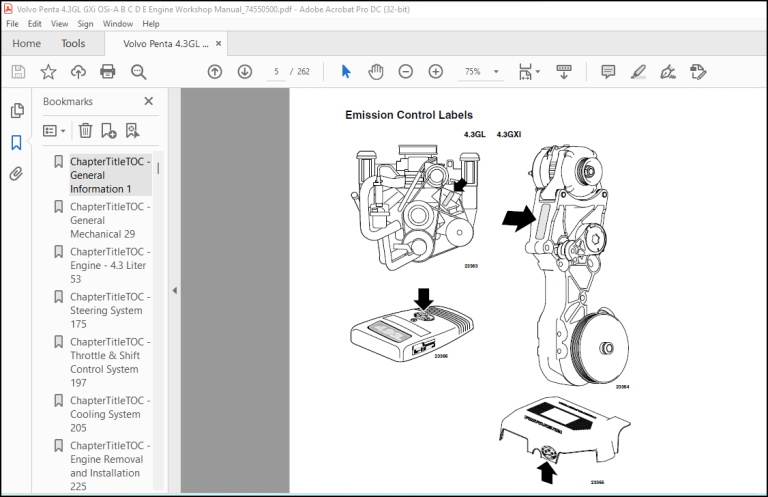 Volvo Penta 4.3GL GXi OSi-A B C D E Engine Workshop Manual_74550500 ...