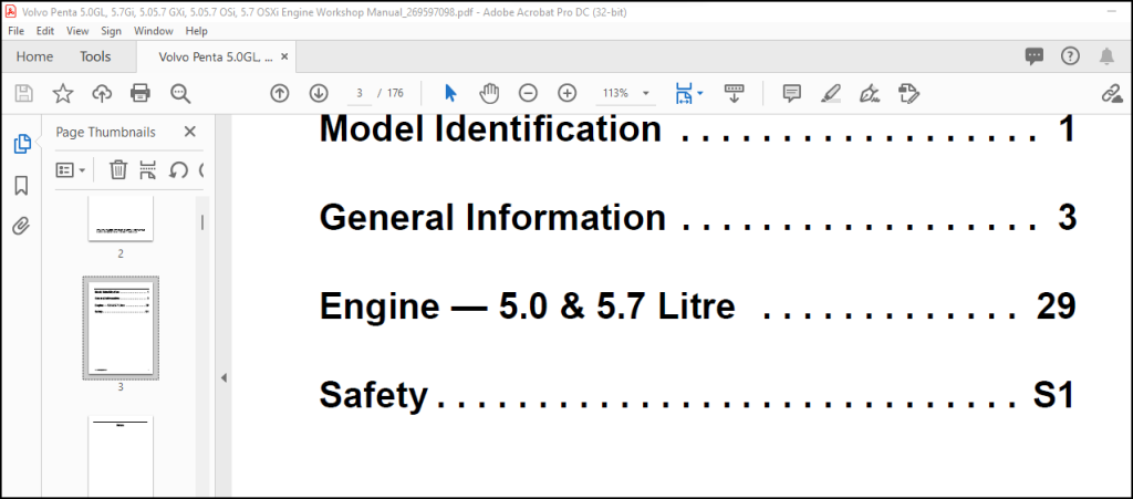 Volvo Penta 5.0GL, 5.7Gi, 5.05.7 GXi, 5.05.7 OSi, 5.7 OSXi Engine ...