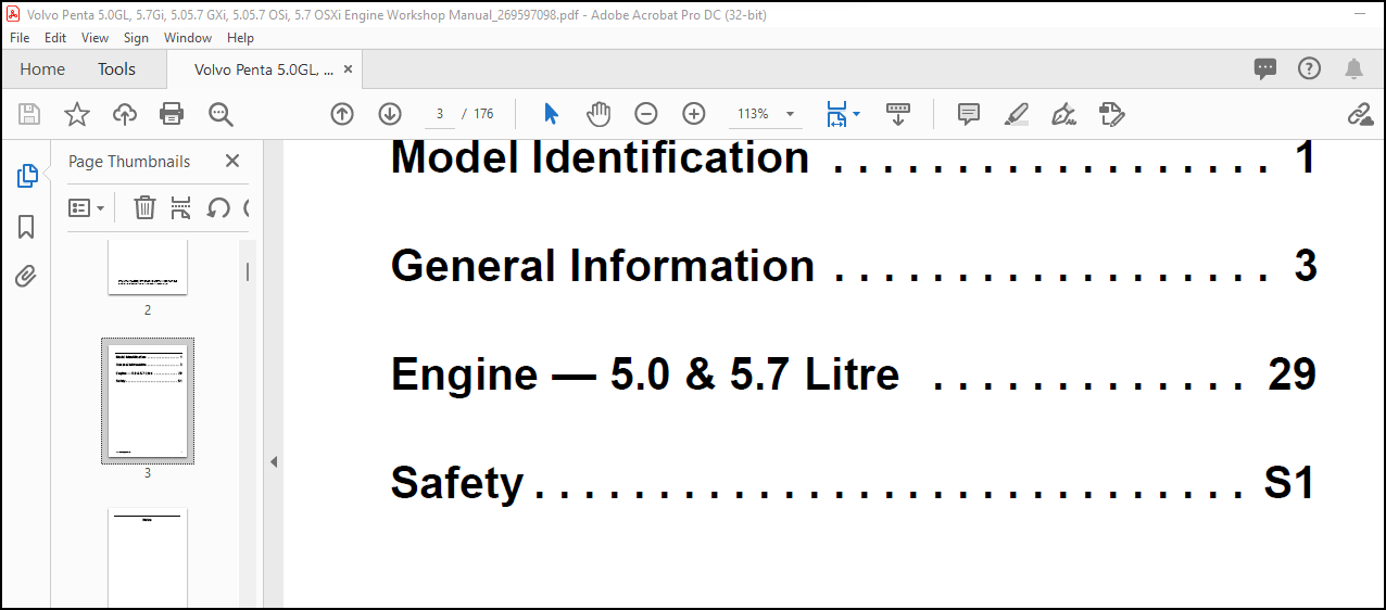 Volvo Penta 5.0GL, 5.7Gi, 5.05.7 GXi, 5.05.7 OSi, 5.7 OSXi Engine