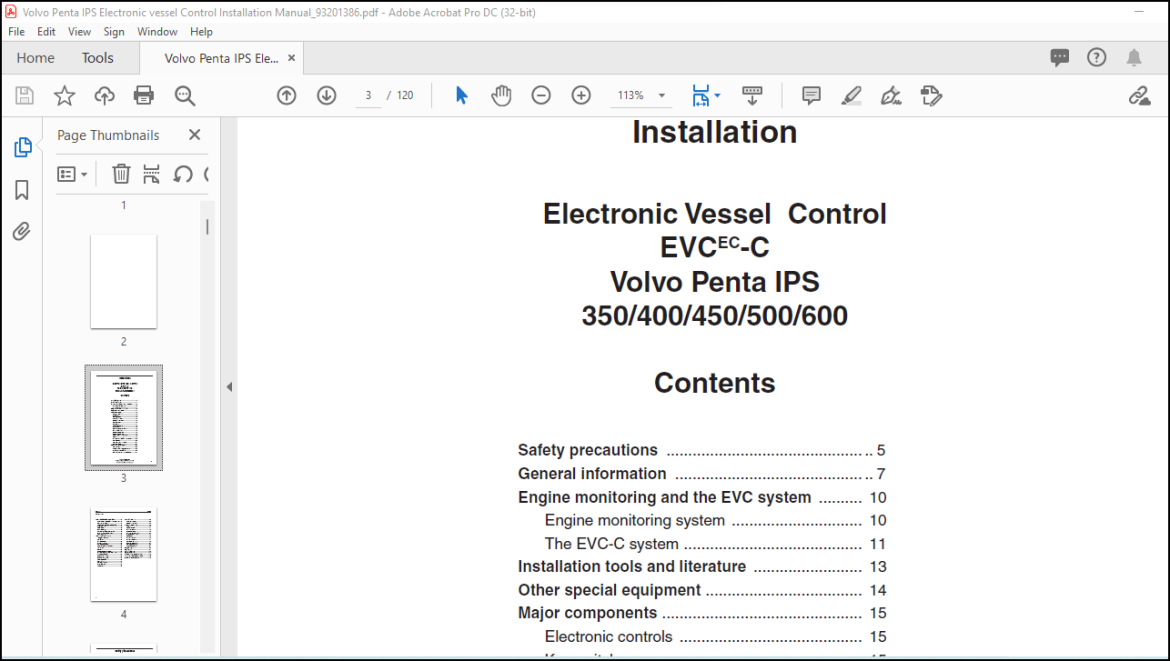 Volvo Penta IPS Electronic Vessel Control Installation Manual_93201386 ...