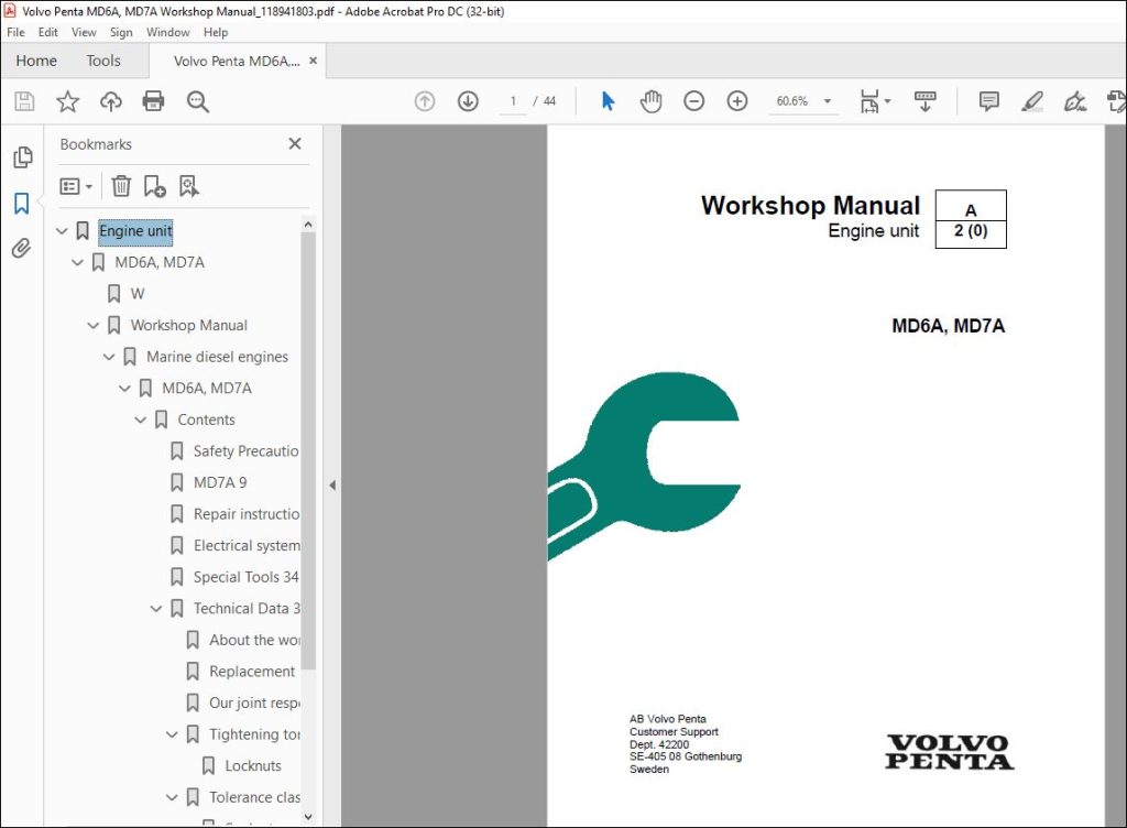 Volvo Penta MD6A, MD7A Engine Unit Workshop Manual_118941803 - PDF ...