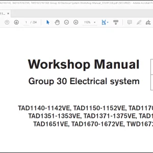 Volvo Penta TAD1140VE- 1375VE, TAD1650VE-B, TAD1651VE, TAD16701672VE, TWD16721673GE Group 30 Electrical System Workshop Manual_335391338 - PDF DOWNLOAD