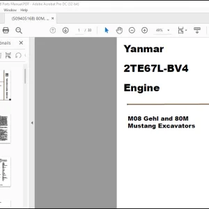 Yanmar 2TE67L-BV4 M08 Gehl and 80M Mustang Excavators Engine Parts Manual(50940516) - PDF DOWNLOAD