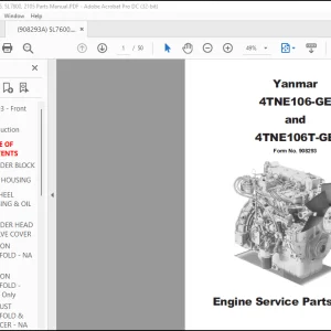 Yanmar 4TNE106-GE & 4TNE106T-GE Engine Service Parts Manual(908293)  - PDF DOWNLOAD