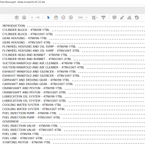 Yanmar 4TNV98-YTBL & 4TNV106T-XTBL Engine Parts Manual 917086 - PDF DOWNLOAD