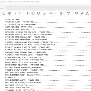 Yanmar 4TNV98-YTBL and 4TNV106T-XTBL Engine Parts Manual 917086 - PDF DOWNLOAD