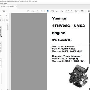 Yanmar 4TNV98C-NMS2 Engine Parts Manual 50940249 - PDF DOWNLOAD