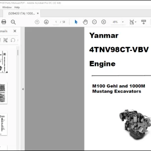Yanmar 4TNV98CT-VBV M100 Gehl and 1000M Mustang Excavators Engine Parts Manual(50940517) -  PDF DOWNLOAD