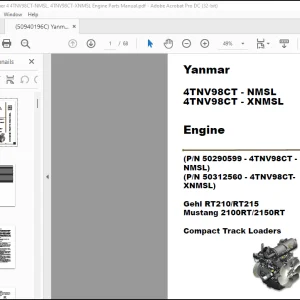 Yanmar Tier 4 4TNV98CT-NMSL, 4TNV98CT-XNMSL Engine Parts Manual 50940196C - PDF DOWNLOAD