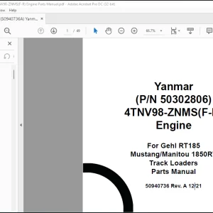 Yanmar (iT4) 4TNV98-ZNMS(F-R) Engine Parts Manual 50940736A - PDF DOWNLOAD