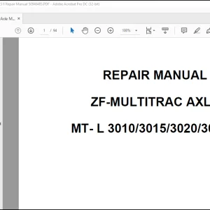 ZF Multitrac Axle MT-L 3010, 3015, 3020, 3025 II Repair Manual 50940485 - PDF DOWNLOAD