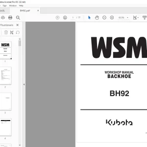2013 Kubota Backhoe BH92 Workshop Manual - PDF DOWNLOAD