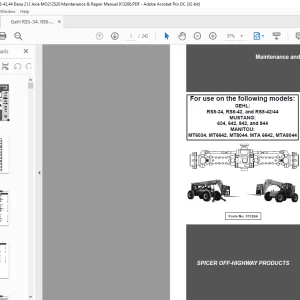 Dana Spicer Gehl RS5-34 RS6-42 & RS8-42  MUSTANG 634 642 & 844 MANITOU MT6034 MT6642 Repair Manual 913266 